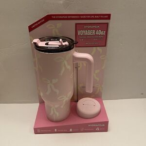 Hydrapeak Voyager 40 Oz Limited Edition Pink Bow  Print Tumbler Water Bottle NEW